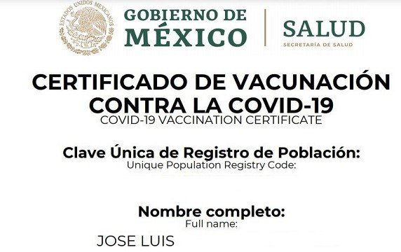 Certificado de vacunación en Morelos